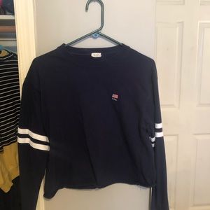 navy blue long sleeve american flag shirt